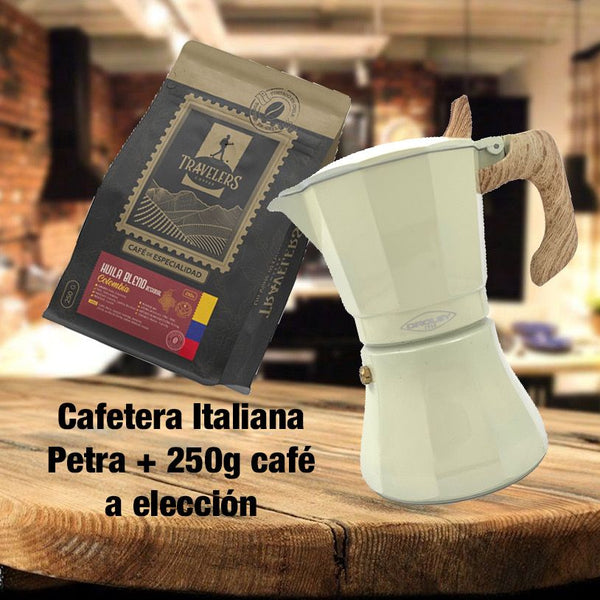 Cafetera Italiana Petra 6tz + Café 250g – Travelers Coffee