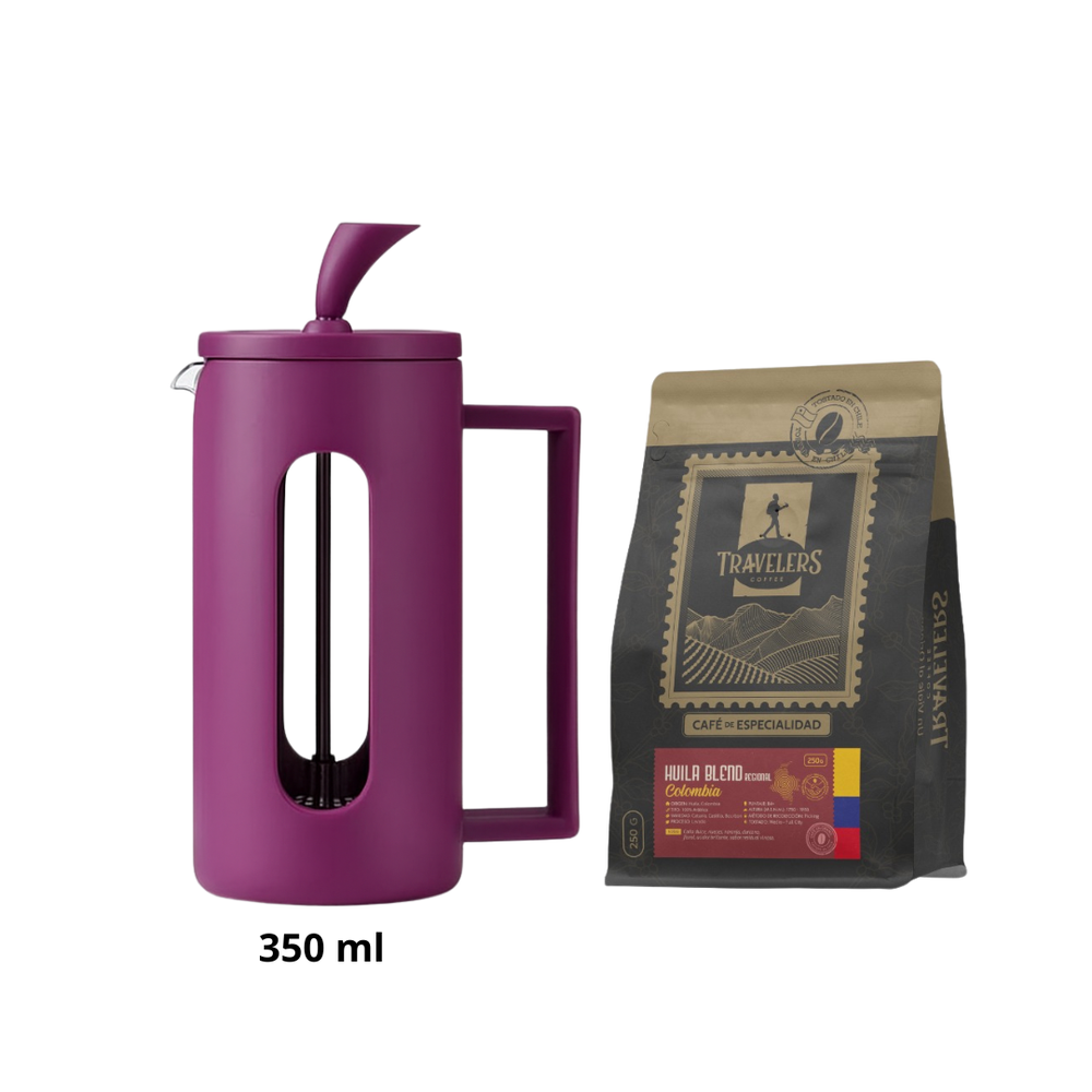 Pack Cafetera Francesa Roma 350 ml + Café Colombia Huila 250g